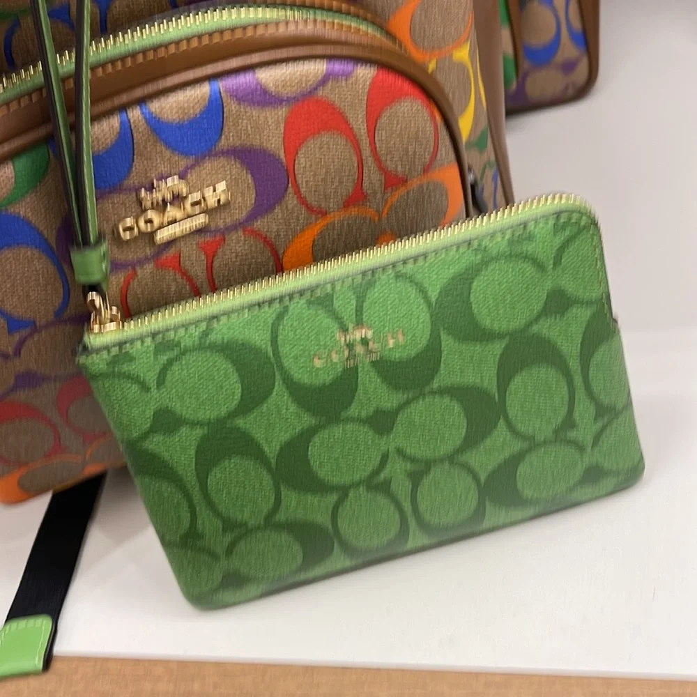 Coach Corner Zip Wristlet With Mini Vintage Rose Print Pink Lemonade Multi - Picture 15 of 16